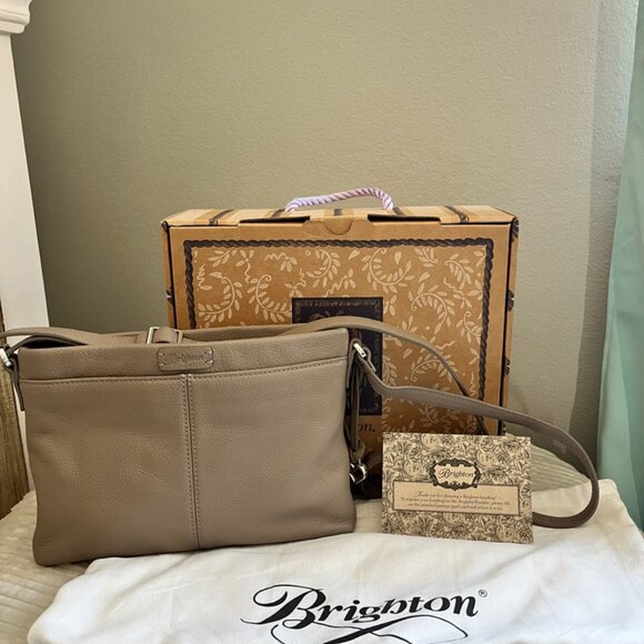 Brighton Pretty Tough Jagger Taupe Python Crossbody Organizer - Picture 2 of 8